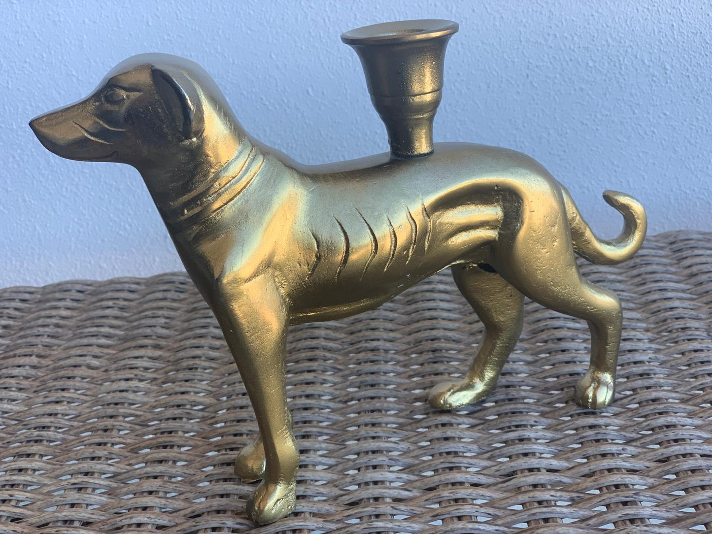 Gold Dog Candle Holder