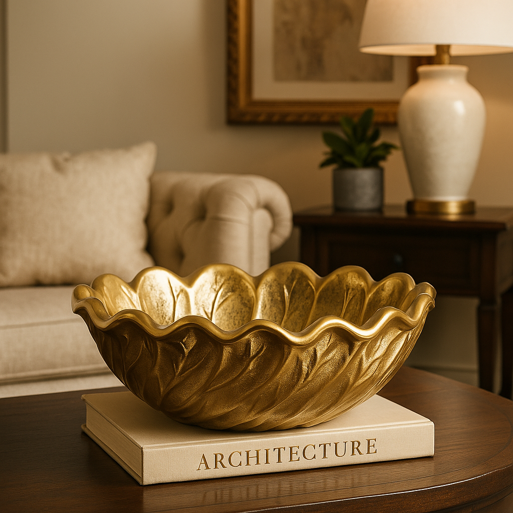 Golden Leaf Wave Decorative Bowl