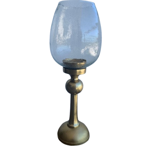Luxury Glass Hurricane Candle Holder – Gold Base