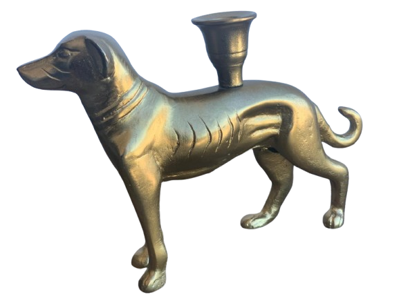 Gold Dog Candle Holder