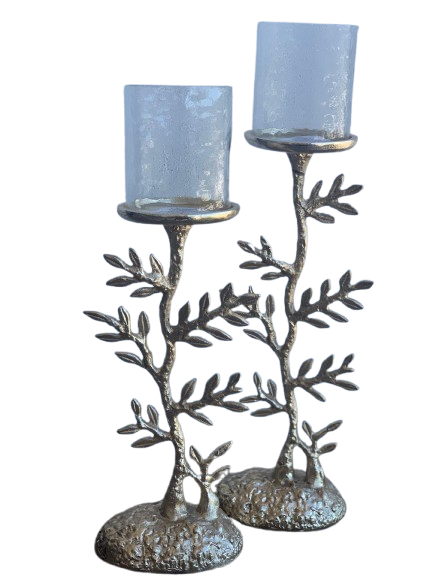Gold Olive Branch Candle Holders – Set of 2
