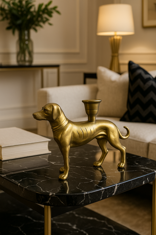 Gold Dog Candle Holder