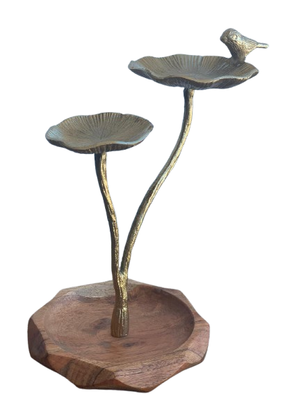 Golden Bird Perch Decorative Stand