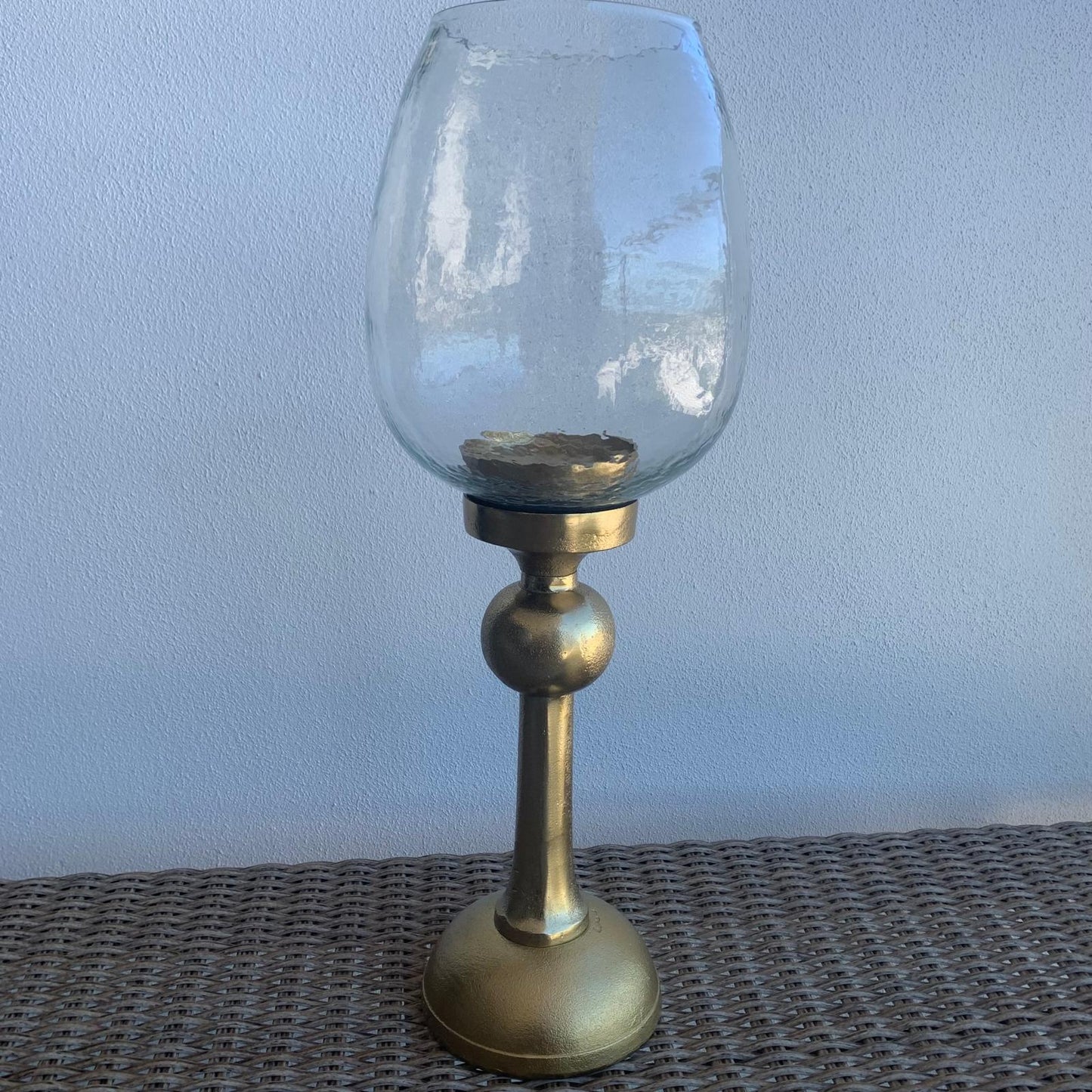 Luxury Glass Hurricane Candle Holder – Gold Base
