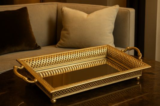 Gold Ornate Mirrored Tray